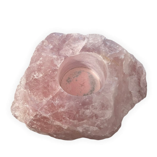 Load image into Gallery viewer, Natural Rough Rose Quartz Crystal Candle Holder

